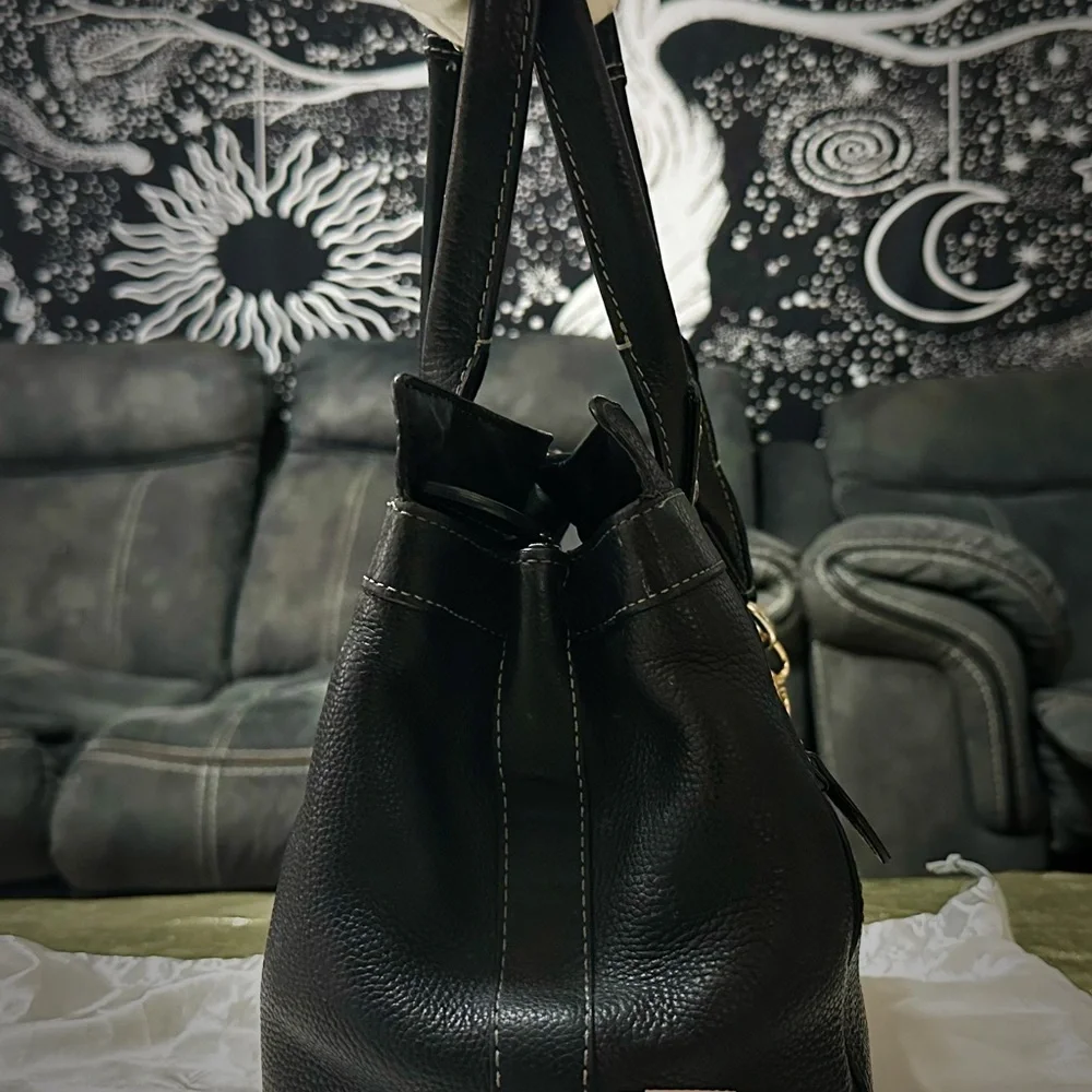 Vintage style Y2K Coach Black Leather Tote Bag shoulder bag - Picture 11 of 16